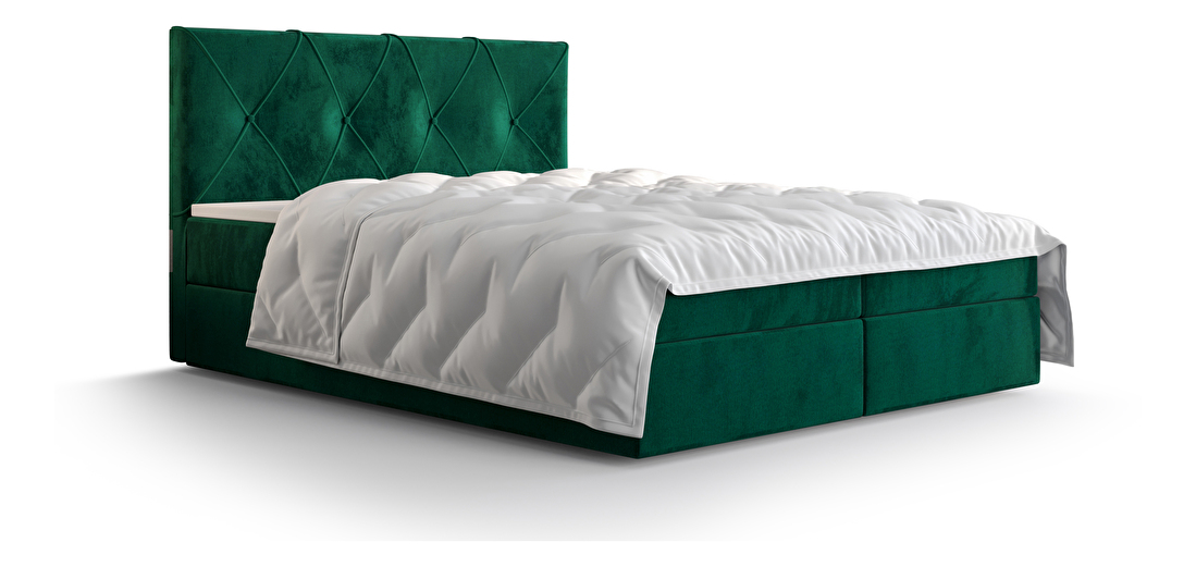 Manželská postel Boxspring 160 cm Athena (olivová) (s matrací a úložným prostorem)