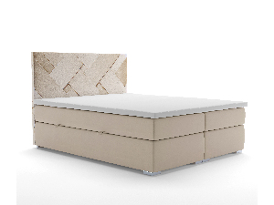 Kontinentální postel 180 cm Melo (béžová) (s úložným prostorem)