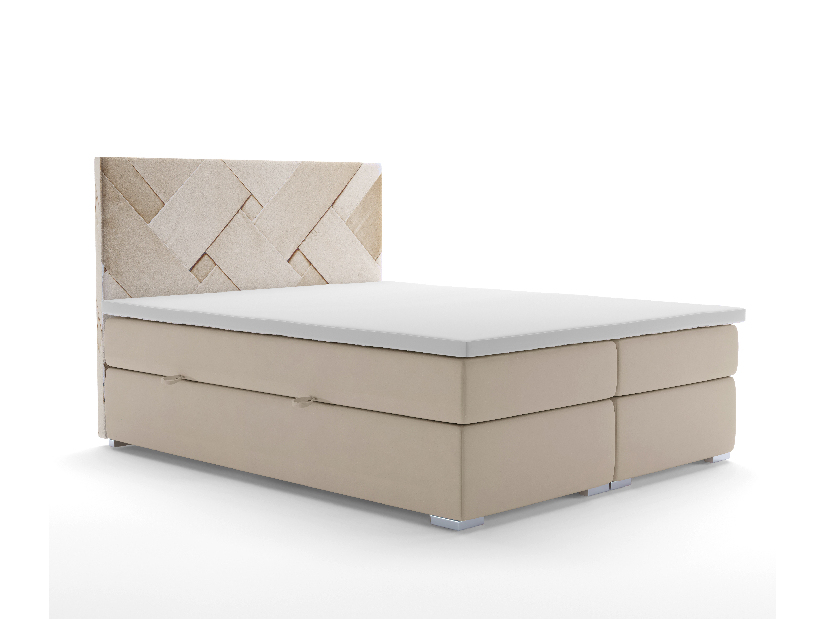 Kontinentální postel 180 cm Melo (béžová) (s úložným prostorem)