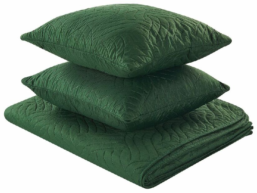 Sada přehozu na postel a 2 polštářů 160 x 220 cm Bent (zelená)