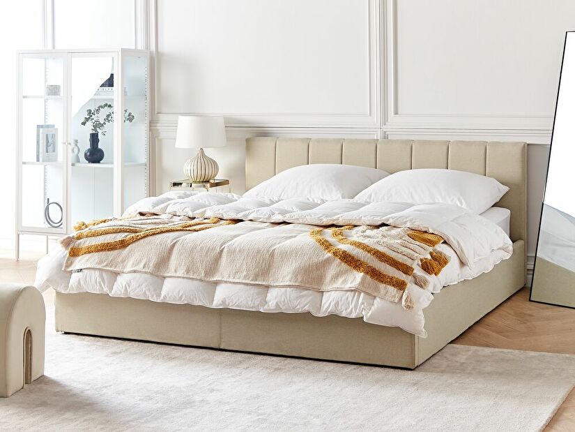 Manželská postel 180 cm Dabria (béžová) (s roštem) (s úl. prostorem)