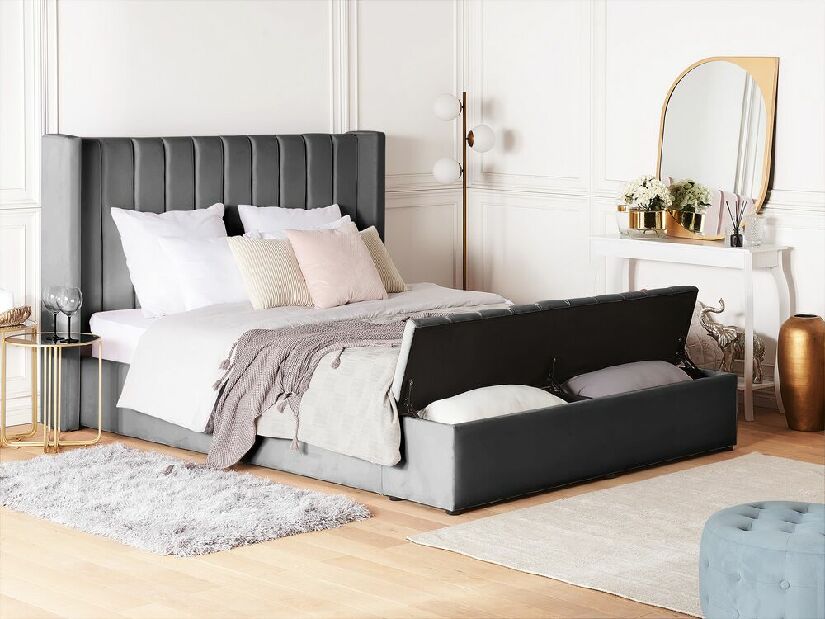 Manželská postel 180 cm NAIROBI (textil) (šedá) (s roštem) *výprodej