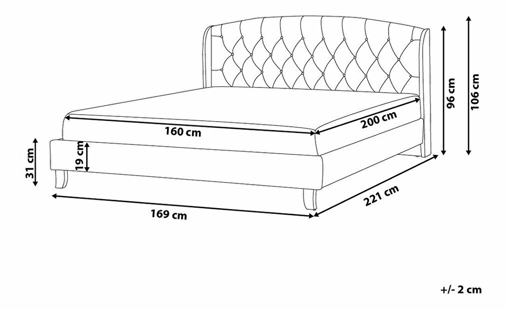Manželská postel 160 cm BORD (s roštem) (béžová)