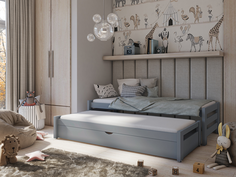 Dětská postel 90 cm ANISSA (s roštem a úl. prostorem) (grafit)