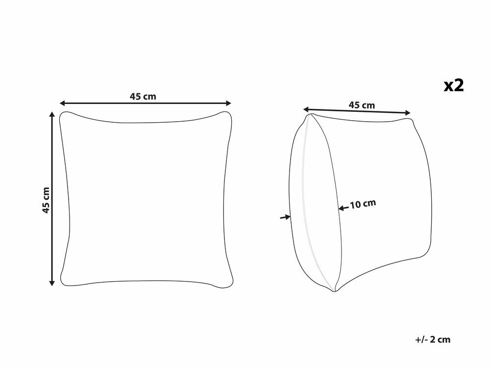 Sada 2 ozdobných polštářů 45 x 45 cm Rubru (šedá)