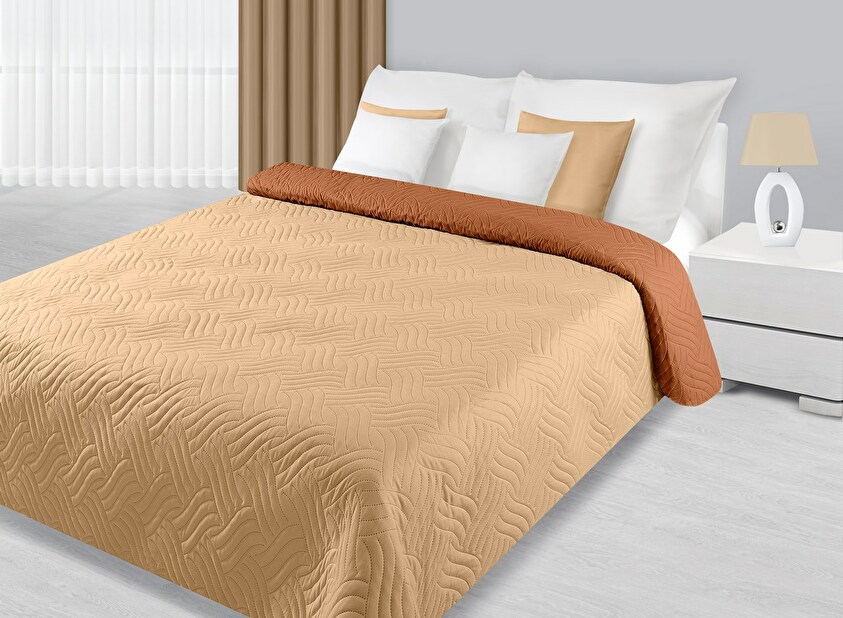 Přehoz na postel 260x230 cm Fala (oranžová)