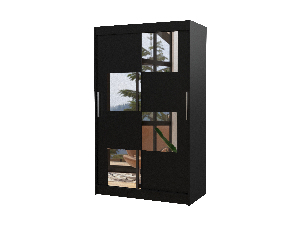 Šatní skříň Lagneo (černá) (se zrcadlem)