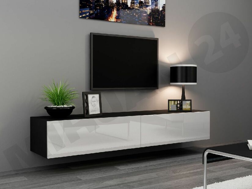 TV stolek/skříňka Zigo 140 (černy + bílý lesk) *výprodej