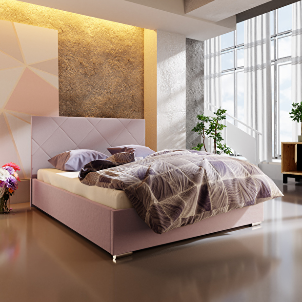 Manželská postel 160 cm Foxxie 5 (růžová)