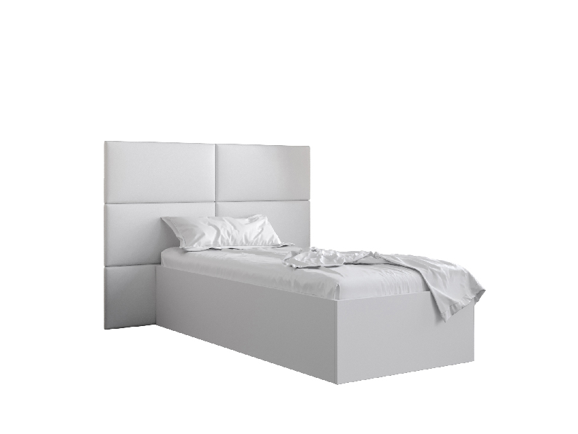 Jednolůžková postel s čalouněným čelem 90 cm Brittany 2 (bílá matná + bílá) (s roštem)