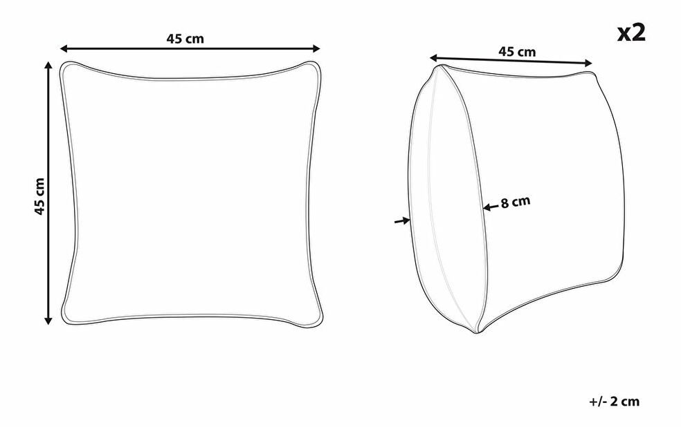 Sada 2 ozdobných polštářů 45 x 45 cm Daffo (hnědá)