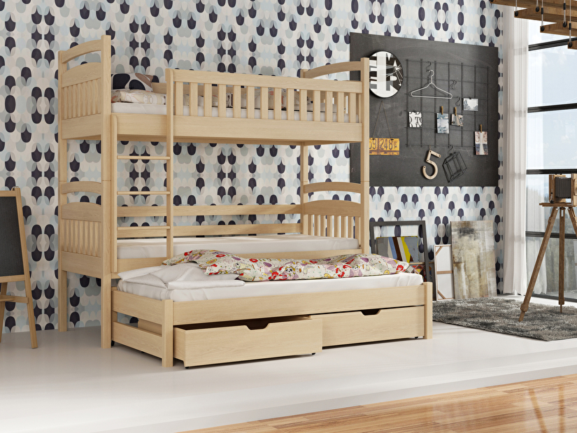 Dětská postel 90 cm ARLEN (s roštem a úl. prostorem) (borovice)