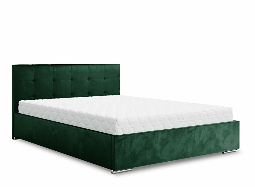 Manželská postel 140 cm Hermila (tmavě zelená) (s roštem a úložným prostorem)