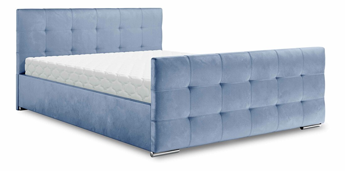 Manželská postel 180 cm Billie (světle modrá) (s roštem a úložným prostorem)