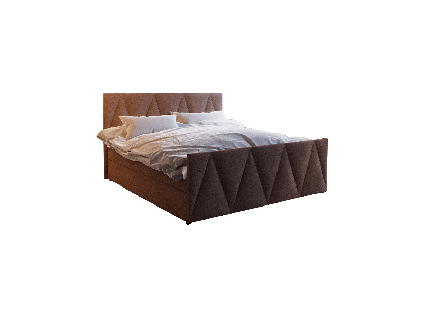 Manželská postel Boxspring 140 cm Milagros Comfort 3 (tmavě hnědá) (s matrací a úložným prostorem)