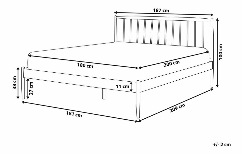 Manželská postel 180 cm MARES (bílá) (s roštem)