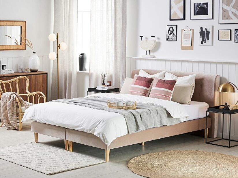 Manželská postel 180x200 cm Mariasse (pastelově růžová)