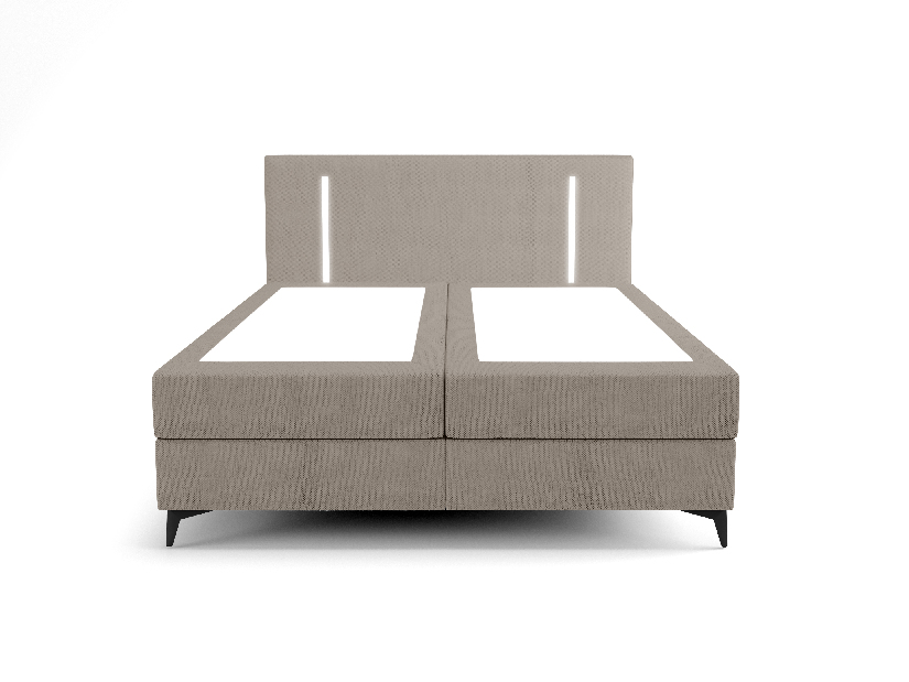 Manželská postel 160 cm Ortega Comfort (hnědošedá) (s roštem a matrací, s úl. prostorem) (s LED osvětlením)