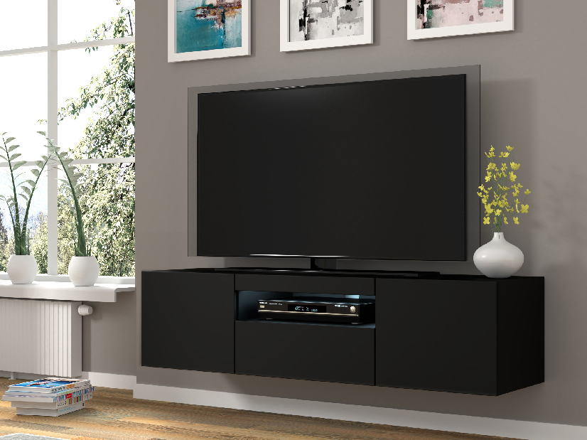 TV stolek/skříňka Aurora (černý mat) (LED)