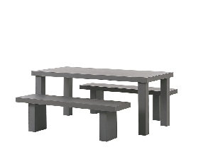 Zahradní set TONUTO (šedá) (2 lavičky) (pro 4 osoby)