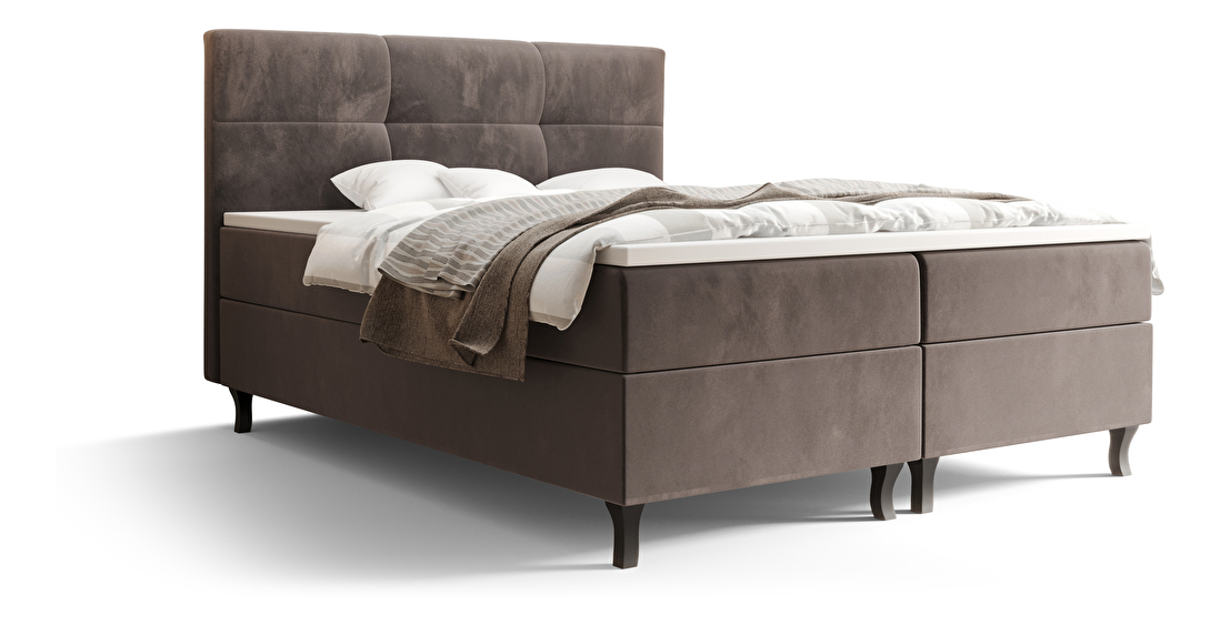 Manželská postel Boxspring 180 cm Lumba (hnědá) (s matrací a úložným prostorem)