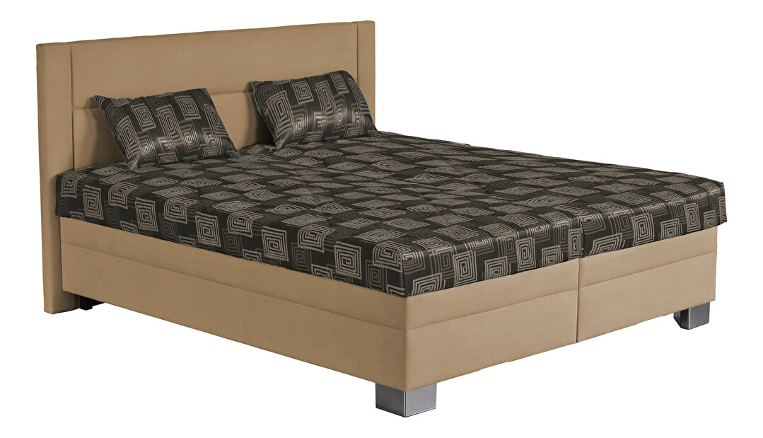 Manželská postel 180 cm Blanár Savona (béžová + vzor Beky 1) (s roštem a matrací Alena)