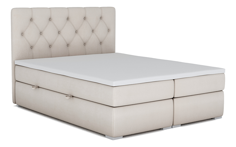 Manželská postel Boxspring 180 cm Ronda (s úložným prostorem) (bílá)