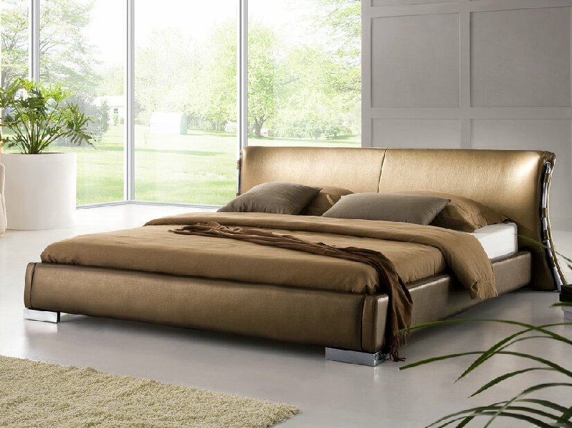 Manželská postel 180 cm PARNAS (s roštem) (zlatá) *výprodej