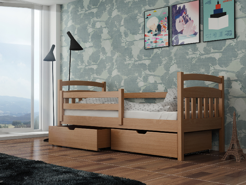 Dětská postel 90 cm Susy (s roštem a úl. prostorem) (buk)