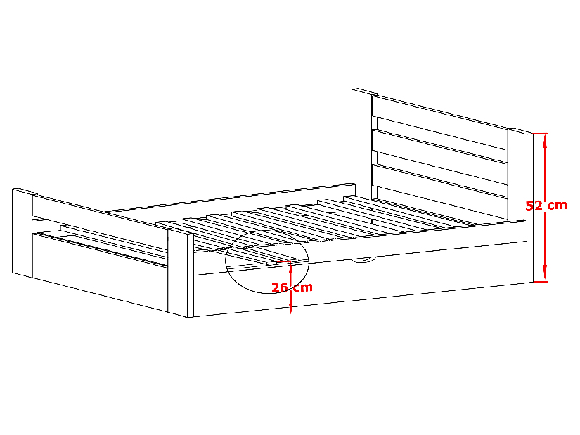 Dětská postel 80 cm Nia (s roštem a úl. prostorem) (buk)