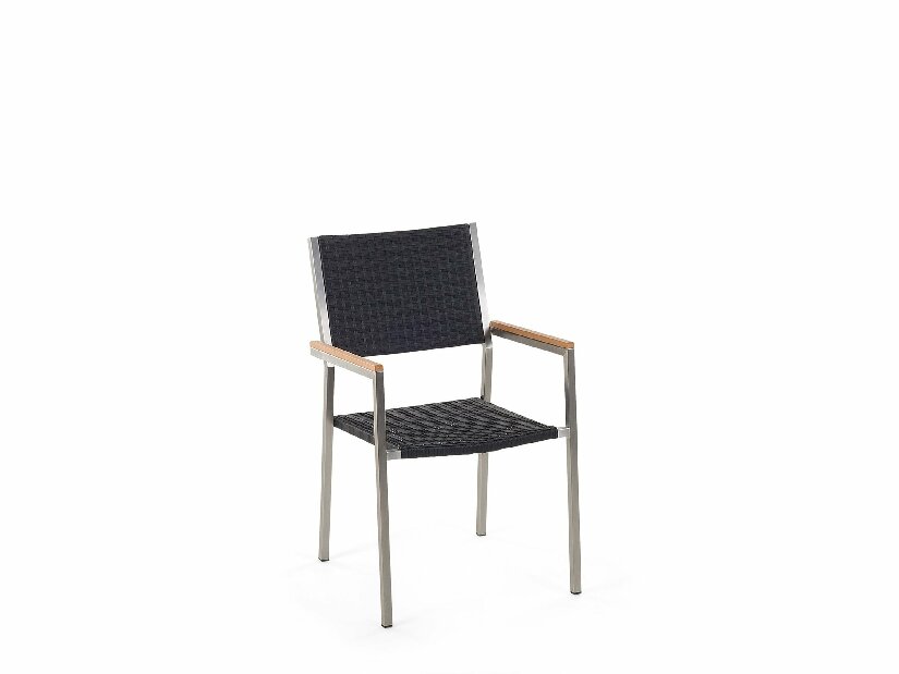 Zahradní jídelní sada Grosso (černá) (skleněná deska 180x90 cm) (ratanové židle) (žula)