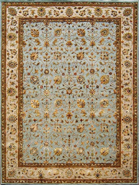 Ručně vázaný koberec Bakero Jaipur prírodný hodváb Bk-10 Blue-Beige