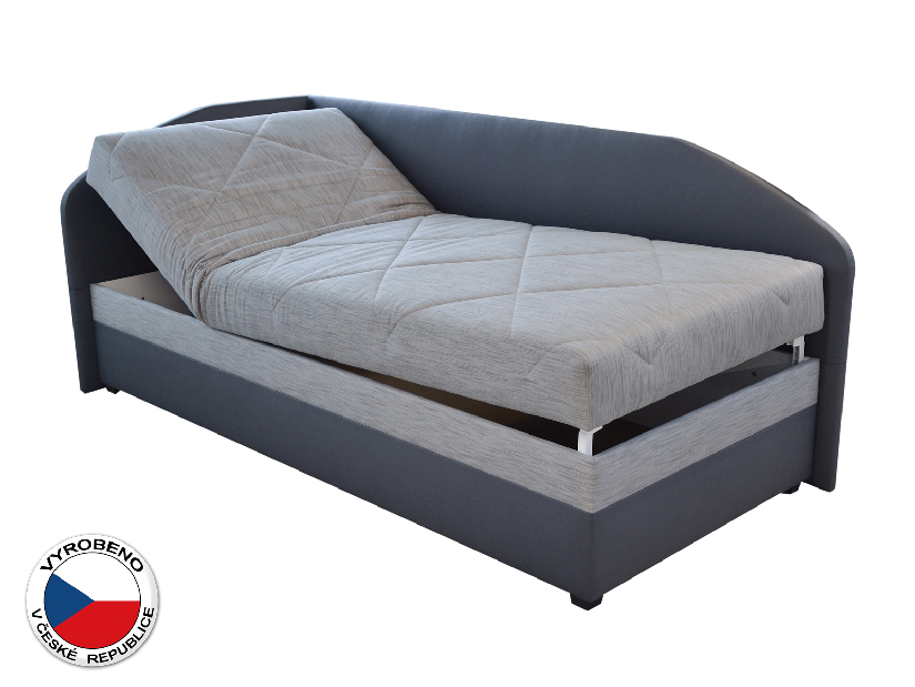 Jednolůžková postel (válenda) 90 cm Blanár Turi (světle šedá + tmavě šedá) (s roštem a matrací) (L)