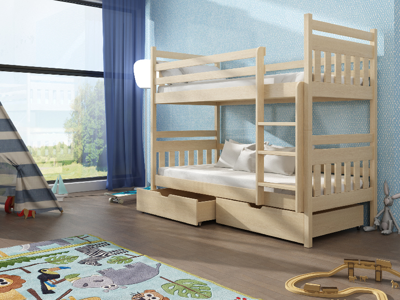 Dětská postel 90 cm ARAS (s roštem a úl. prostorem) (borovice)
