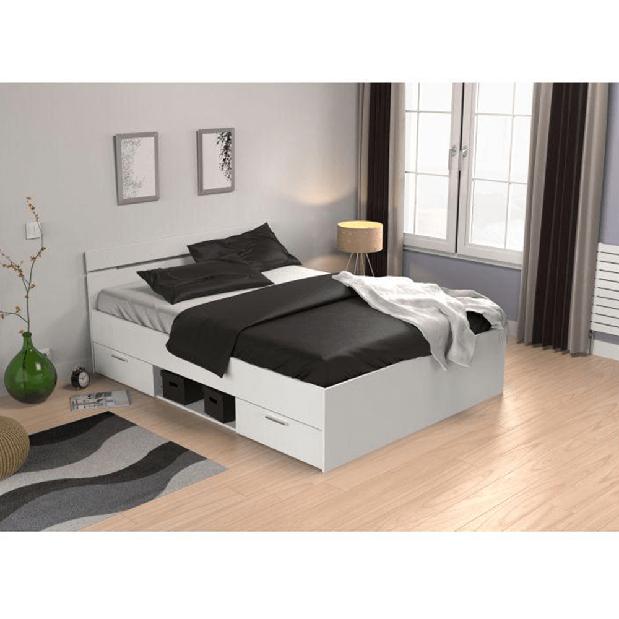 Manželská postel 140 cm Myriam (bílá) (bez matrace a roštu)