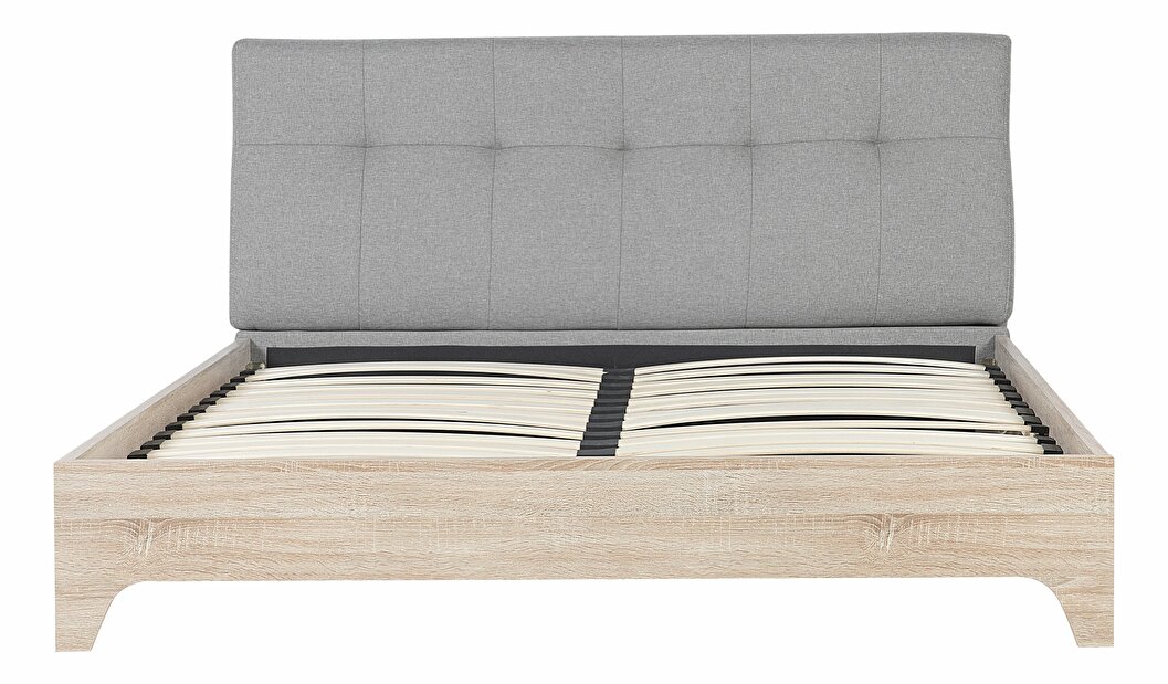 Manželská postel 160 cm BERGAMO (s roštem) (šedá + světlé dřevo)