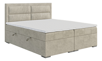 Kontinentální postel 160 cm Menorra (světlobéžová) (s matrací a úl. prostorem)