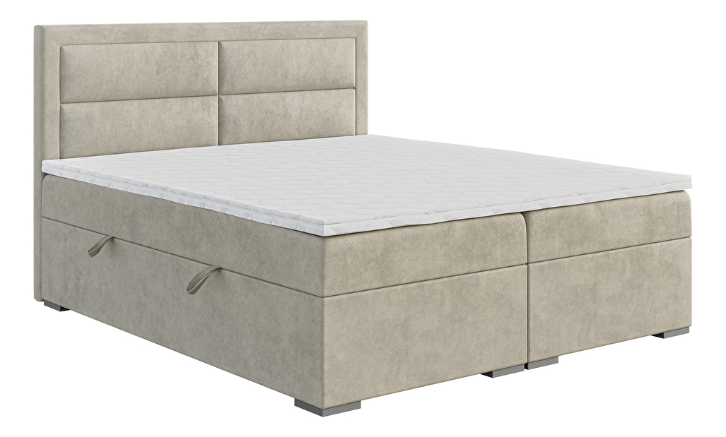 Kontinentální postel 160 cm Menorra (světlobéžová) (s matrací a úl. prostorem)