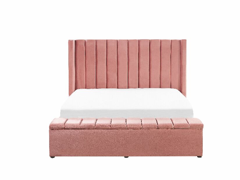 Manželská postel 160 cm NAIROBI (textil) (růžová) (s roštem)
