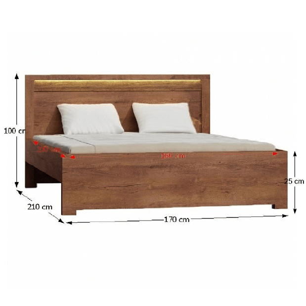 Manželská postel 160 cm Inneas (jasan světlý) (s roštem)