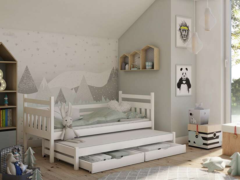 Dětská postel 90 cm DANNY (s roštem a úl. prostorem) (bílá)