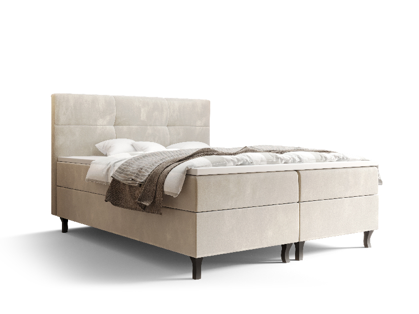 Manželská postel Boxspring 160 cm Lumba Comfort (béžová) (s matrací a úložným prostorem)