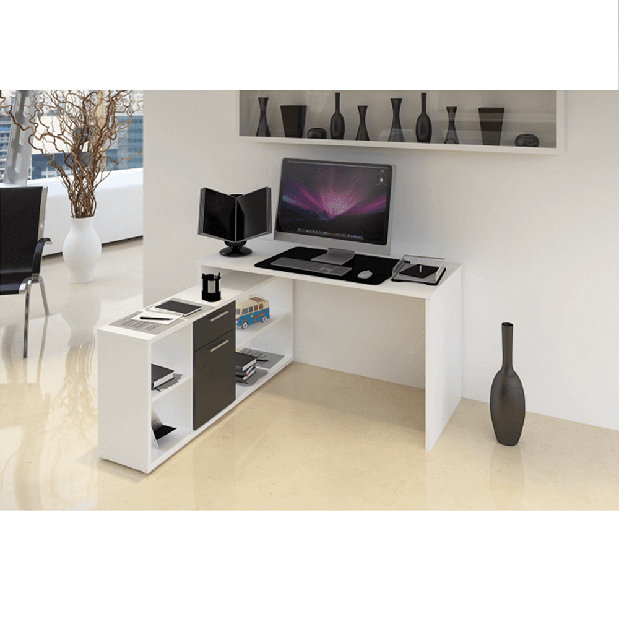 PC stolek Norrix (bílá + černá)