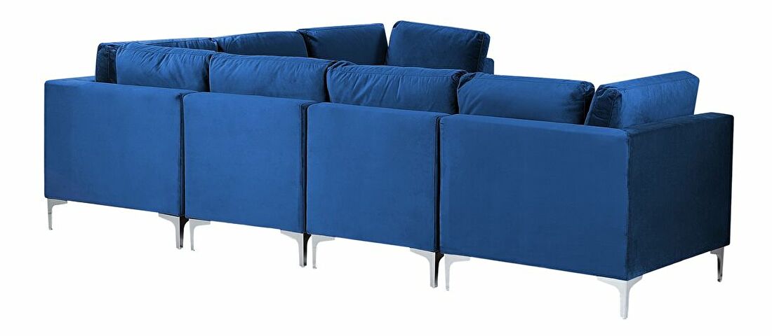 Rohová sedací souprava s taburetkou Eldridge (modrá) (L)