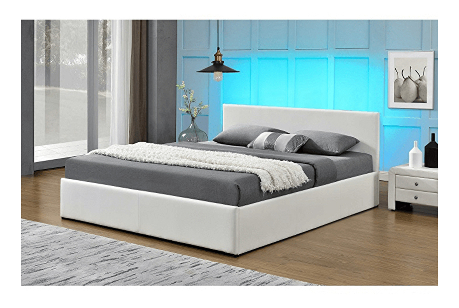 Manželská postel 160 cm Jora (s roštem, úl. prostorem a LED) *výprodej