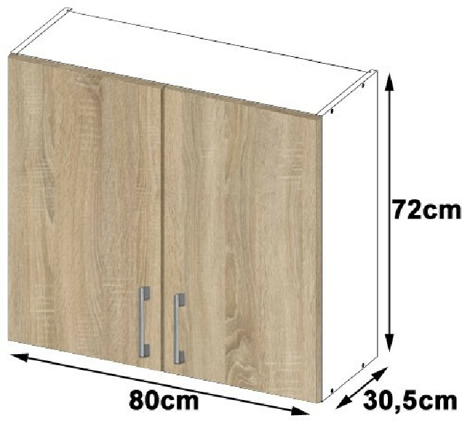 Horní kuchyňská skříňka Lula W80 H720 (bílá + dub sonoma)