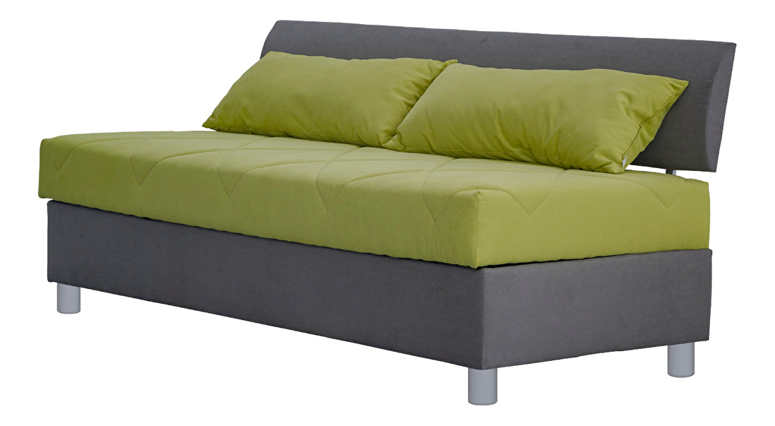 Jednolůžková postel (válenda) 90 cm Blanár Roman (šedá + zelená) (s matrací z HR pěny) (s úložným prostorem)