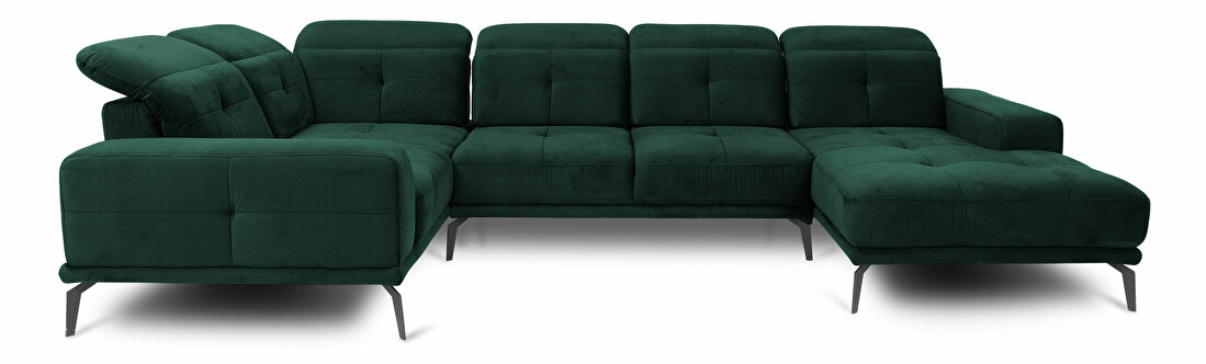 Rohová sedačka ve tvaru U Nicolette (tmavě zelená) (L)