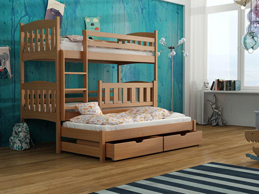 Dětská postel 80 cm ANJA (s roštem a úl. prostorem) (buk)