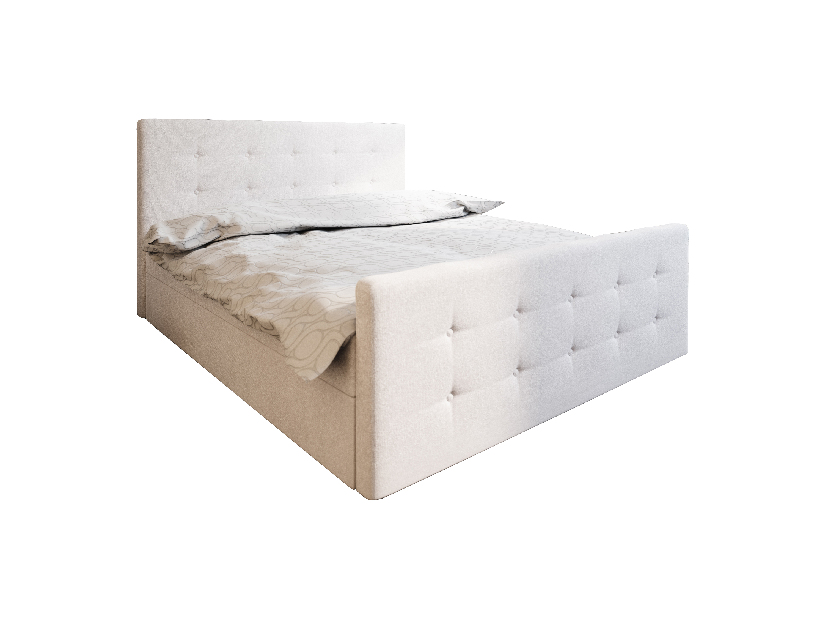 Manželská postel Boxspring 160 cm Milagros 1 (béžová) (s matrací a úložným prostorem)